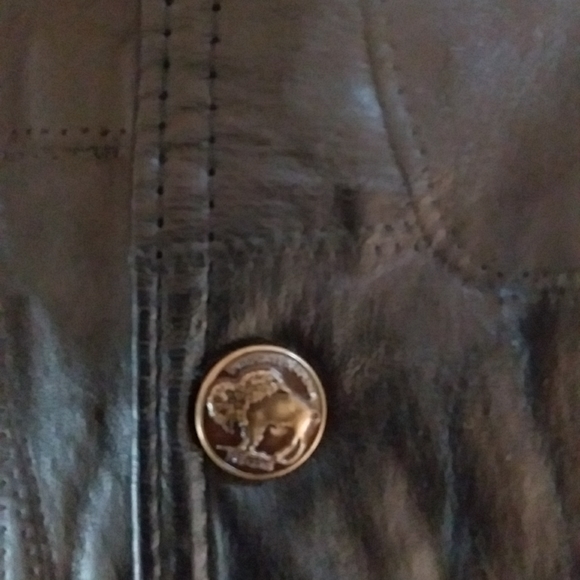 S Buffalo Leather Motorcycle Vest Biker Harley Davidson Rider Black Coat EUC - Picture 5 of 9